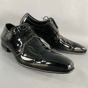 CALZOLERIA HARRIS Size 12 Black Patent Leather Lace-Up Shoes